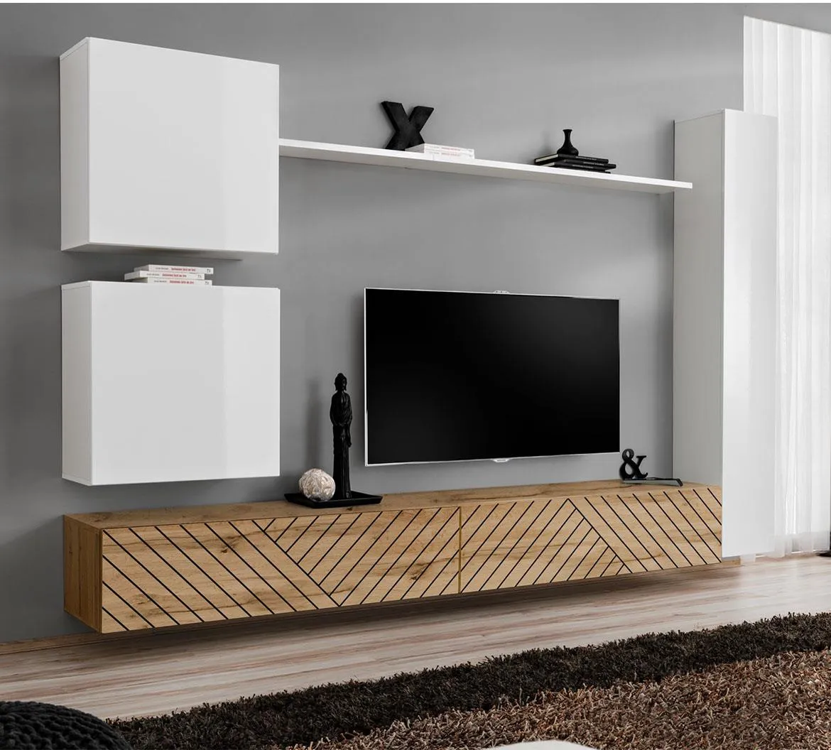 Switch VIII Line regal 280x40x180 cm bela/hrast wotan