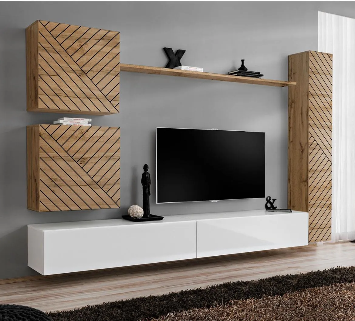 Switch VIII Line regal 280x40x180 cm hrast wotan/beli