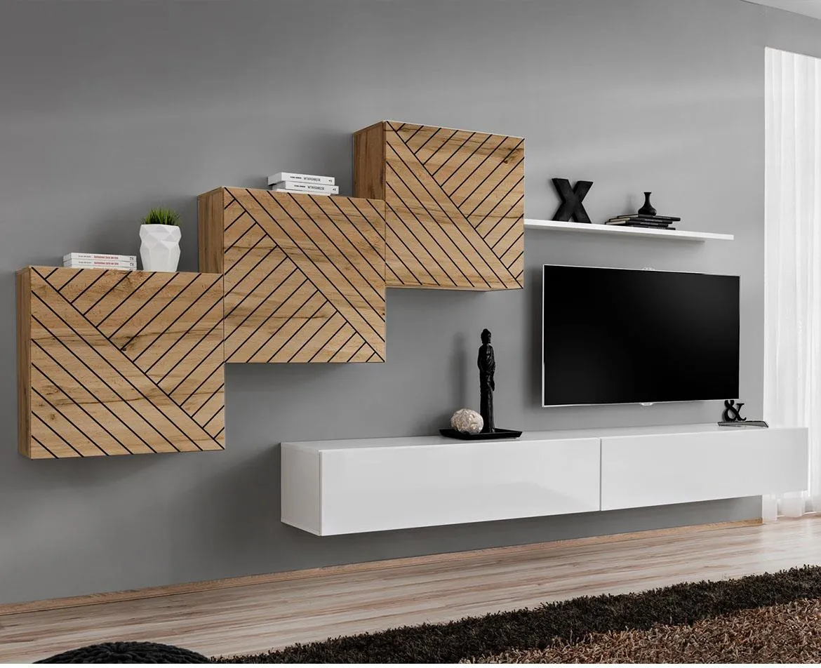 Switch X Line regal 330x40x150 cm hrast wotan/beli