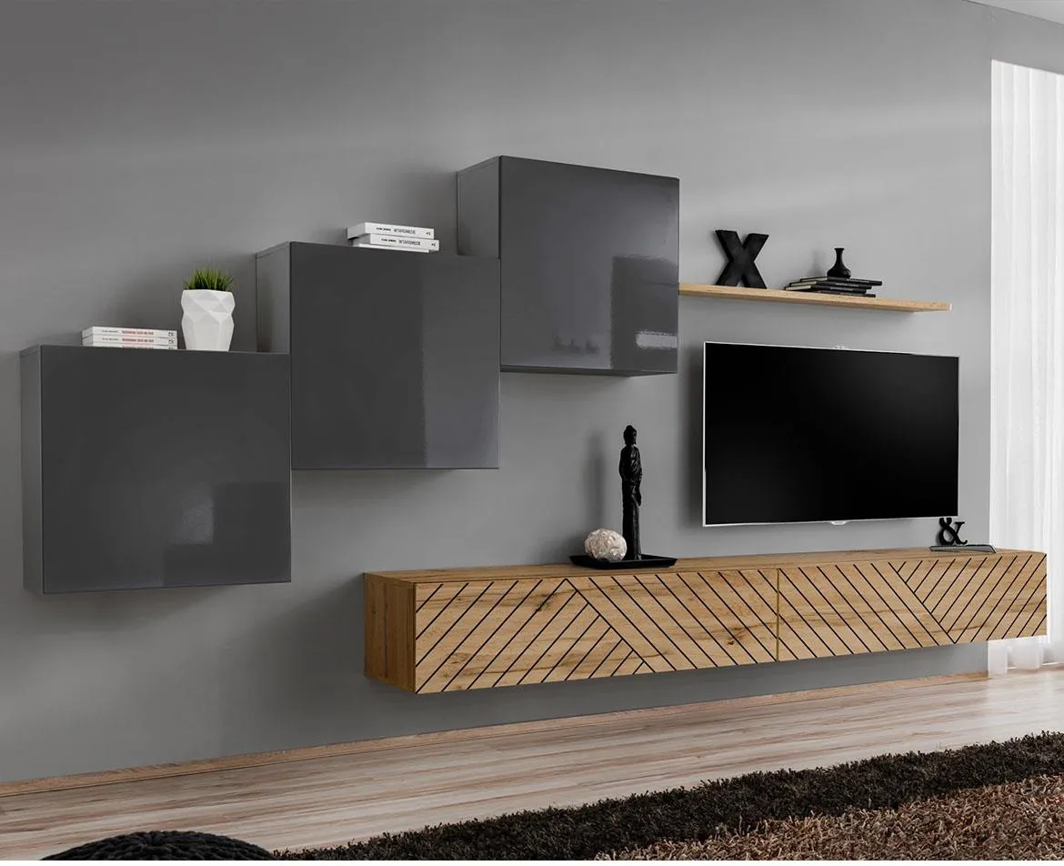 Switch X Line regal 330x40x150 cm sivi/hrast wotan
