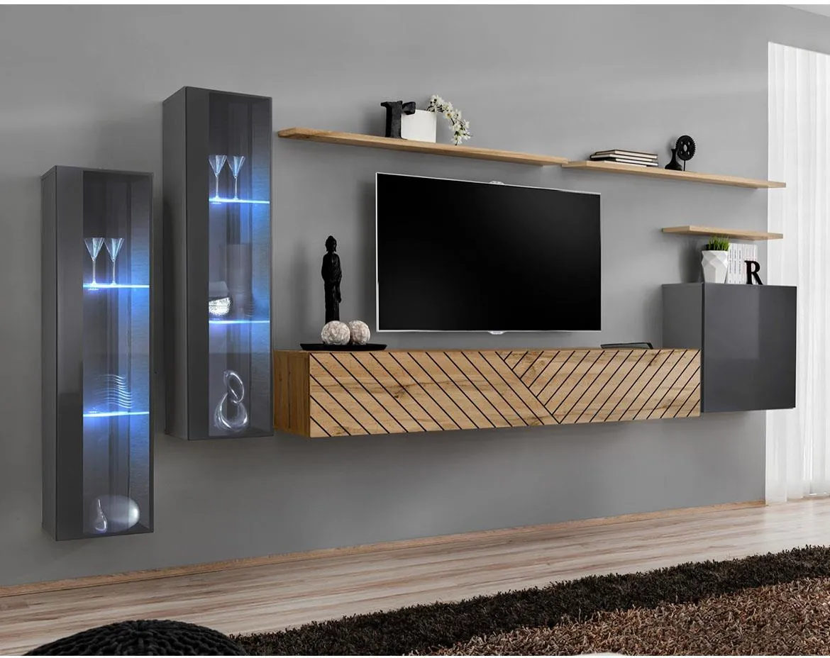 Switch XI Line regal 330x40x160 cm sivi/hrast wotan