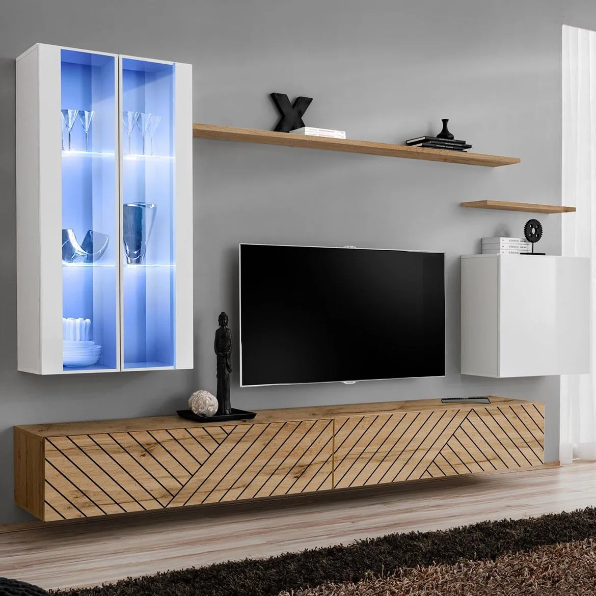 Switch XII Line regal 270x40x160 cm bela/hrast wotan