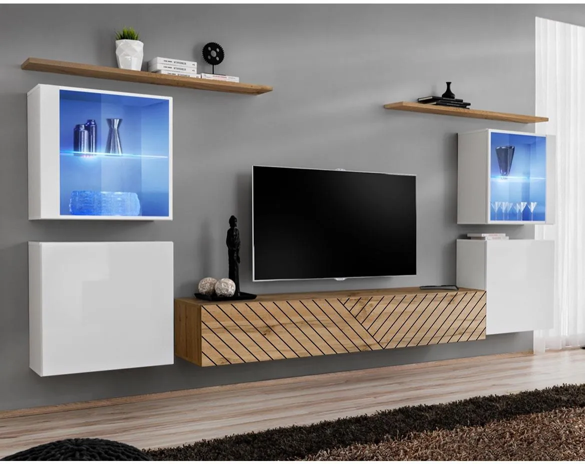 Switch XIV Line regal 320x40x160 cm bela/hrast wotan