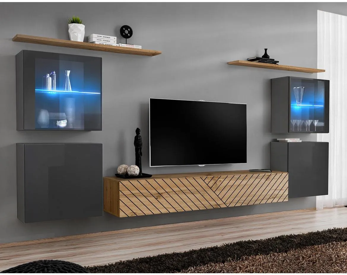 Switch XIV Line regal 320x40x160 cm sivi/hrast wotan