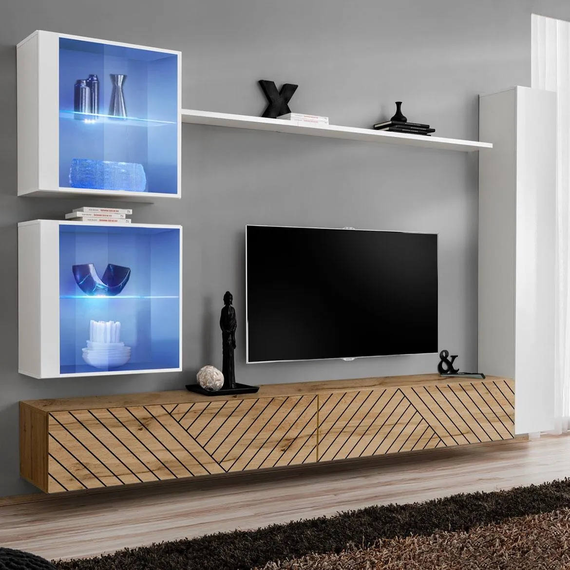 Switch XVIII Line regal 280x40x180 cm hrast beli/hrast wotan