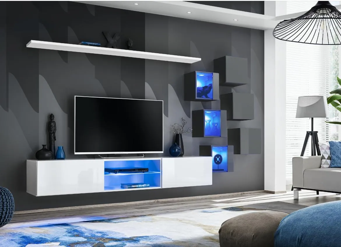 Switch Xxi regal 240x40x160 cm bela/siva visoki sjaj