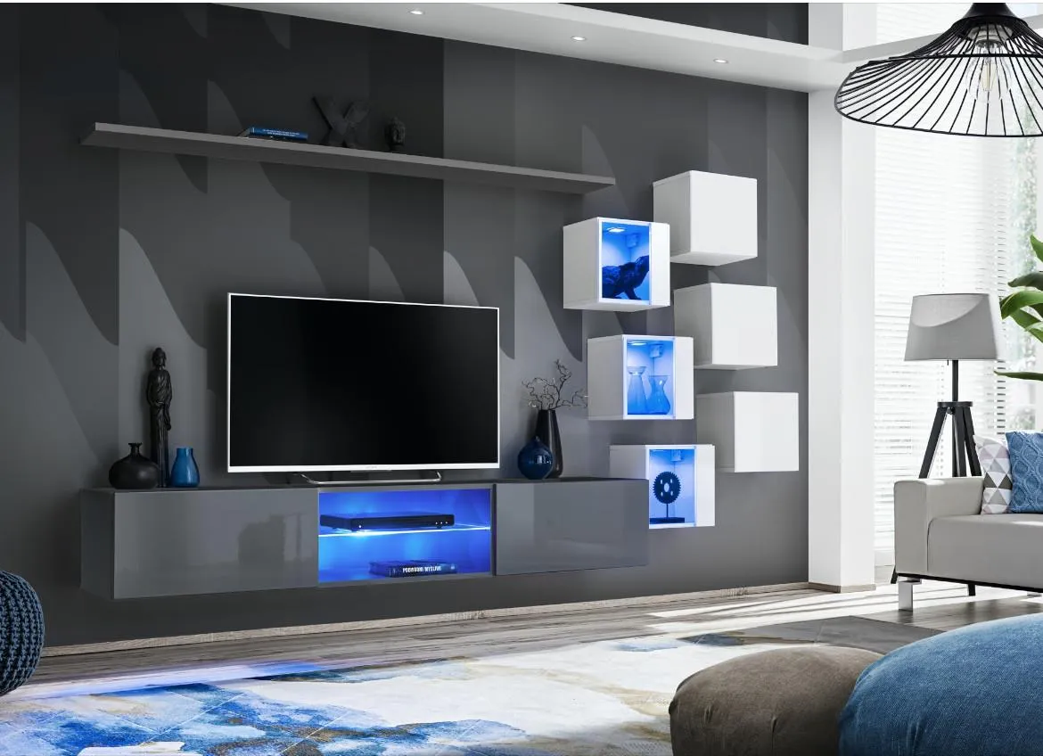 Switch Xxi regal 240x40x160 cm siva/belo visoki sjaj