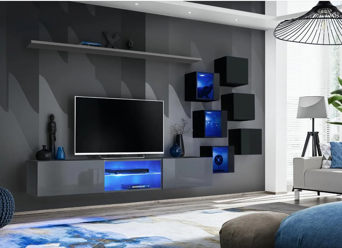 Switch Xxi regal 240x40x160 cm siva/crna visoki sjaj