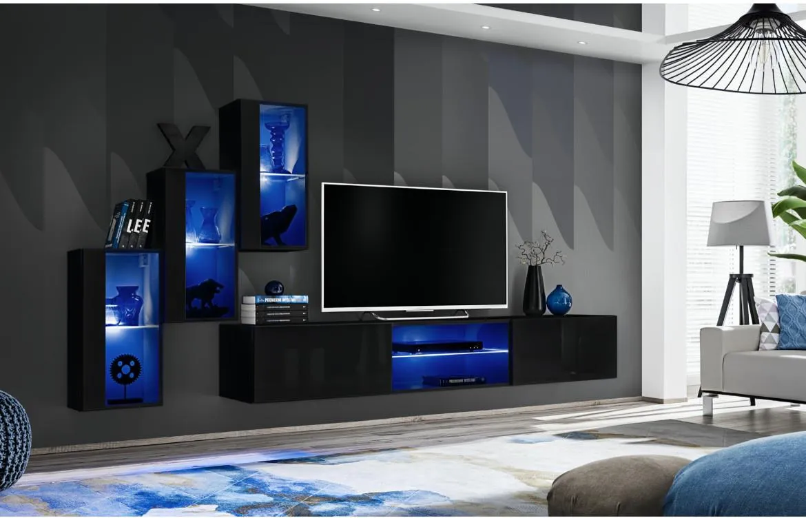 Switch  XXII regal 240x40x160 cm crna visoki sjaj