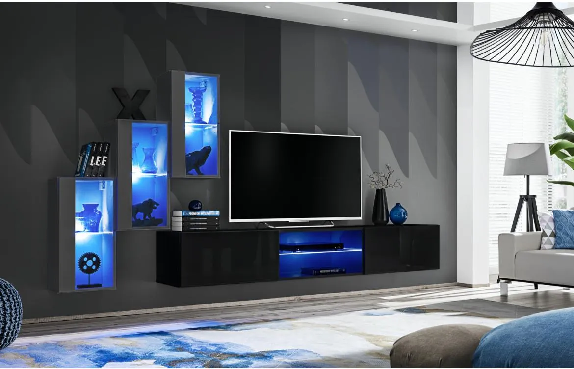 Switch  XXII regal 240x40x160 cm crna/siva visoki sjaj
