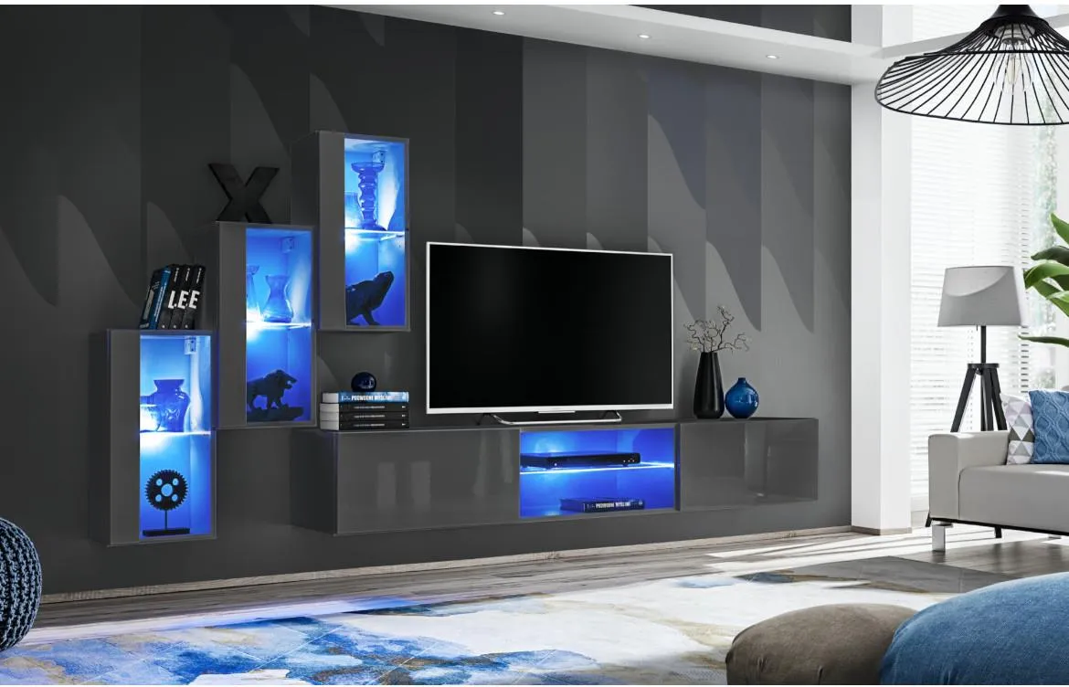 Switch  XXII regal 240x40x160 cm sivi visoki sjaj
