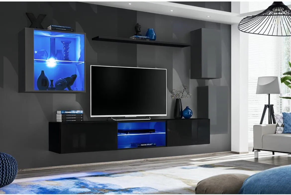 Switch XXIII regal 270x40x160 cm siva/crna visoki sjaj