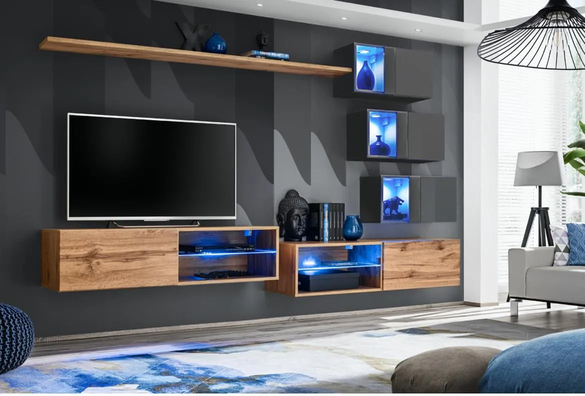 Switch Xxiv regal 240x40x160 cm natur(wotan hrast)/ siva visoki sjaj