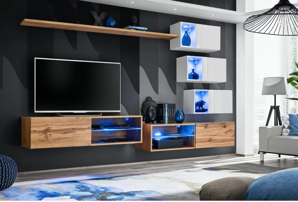 Switch XXiv regal 240x40x160 cm natur(wotan hrast)/bela visoki sjaj