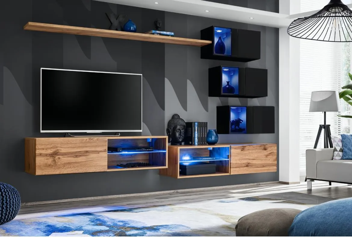 Switch Xxiv regal 240x40x160 cm natur(wotan hrast)/crna visoki sjaj