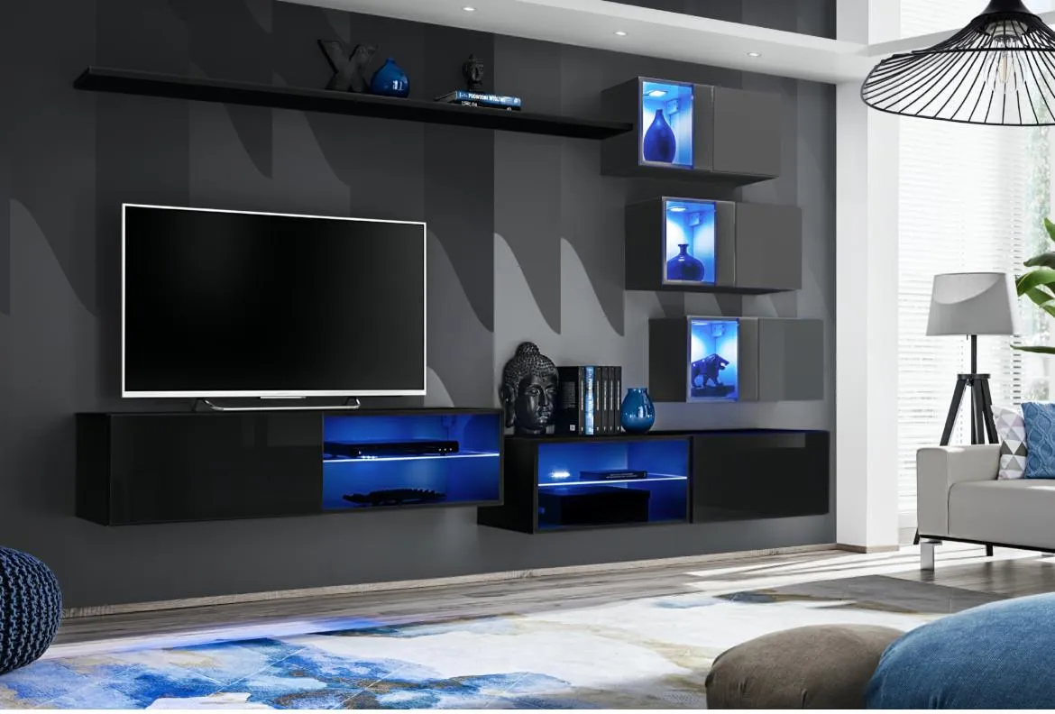 Switch Xxiv regal 240x40x160 cm siva/crna visoki sjaj