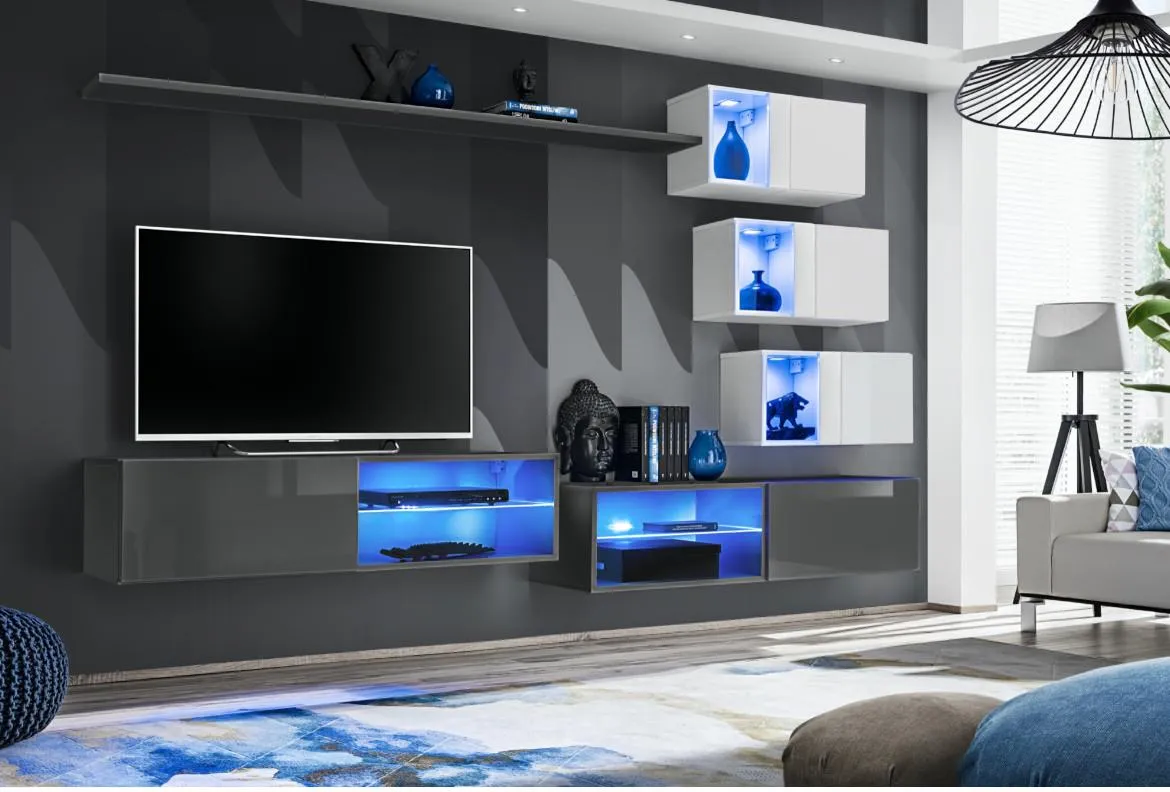 Switch XXIV regal 240x40x160 cm sivo/beli