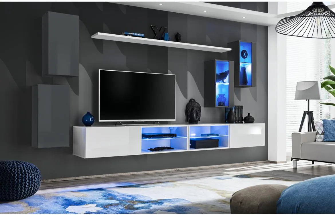 Switch Xxv regal 270x40x160 cm belo/sivi visoki sjaj