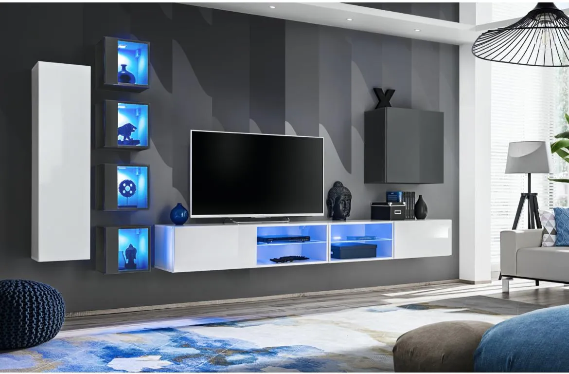 Switch Xxvi regal 320x40x150 cm belo/sivi visoki sjaj