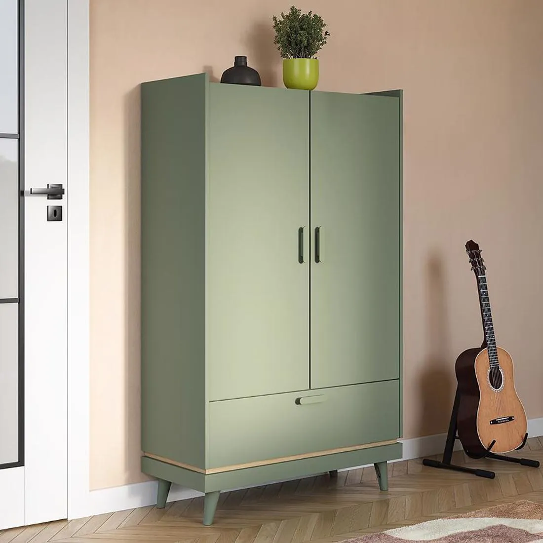 Sys Scandi ormar 90x40x150 cm hrast/zelena
