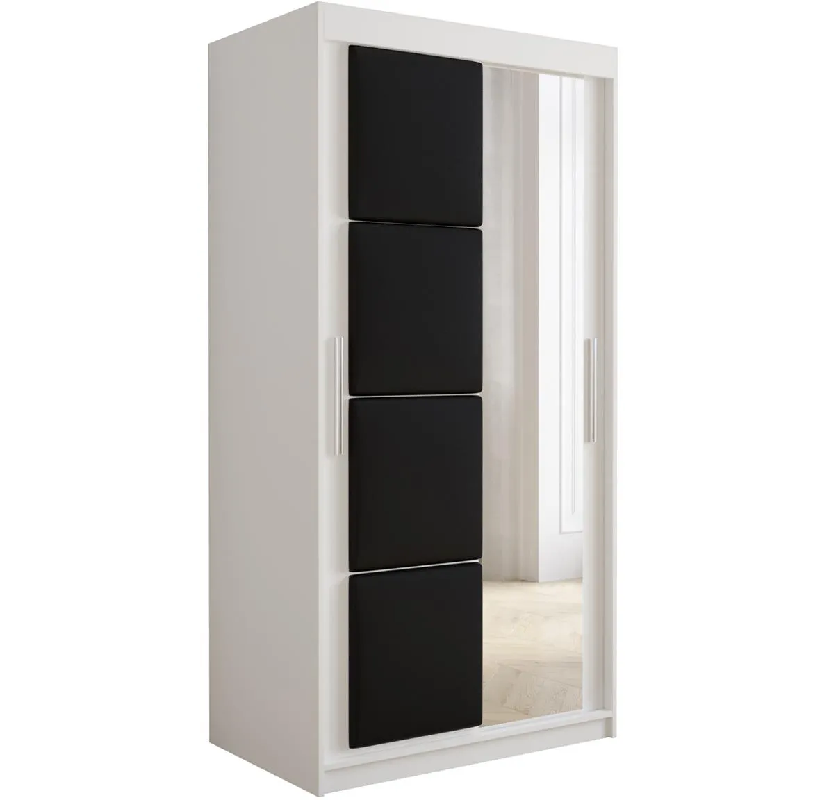 Tapi ormar 2 vrata/ogledalo 100x62x200 bela/crna