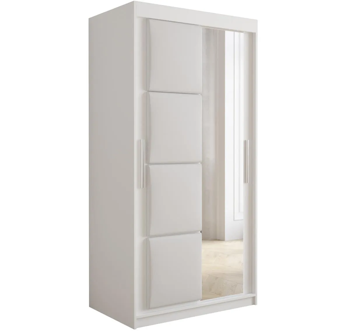 Tapi ormar 2 vrata/ogledalo 100x62x200 bela/siva