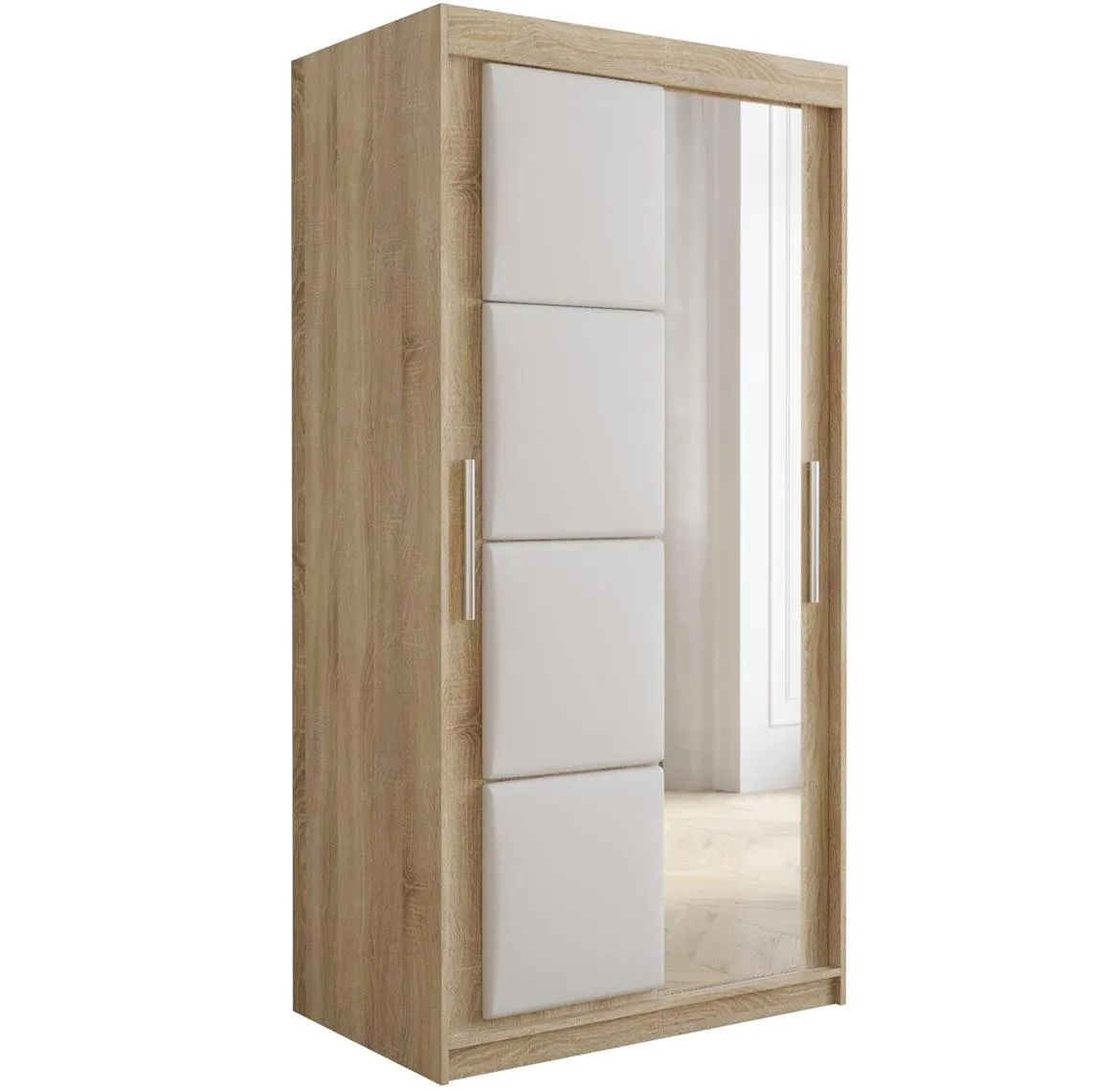 Tapi ormar 2 vrata/ogledalo 100x62x200  natur (sonoma hrast) / siva