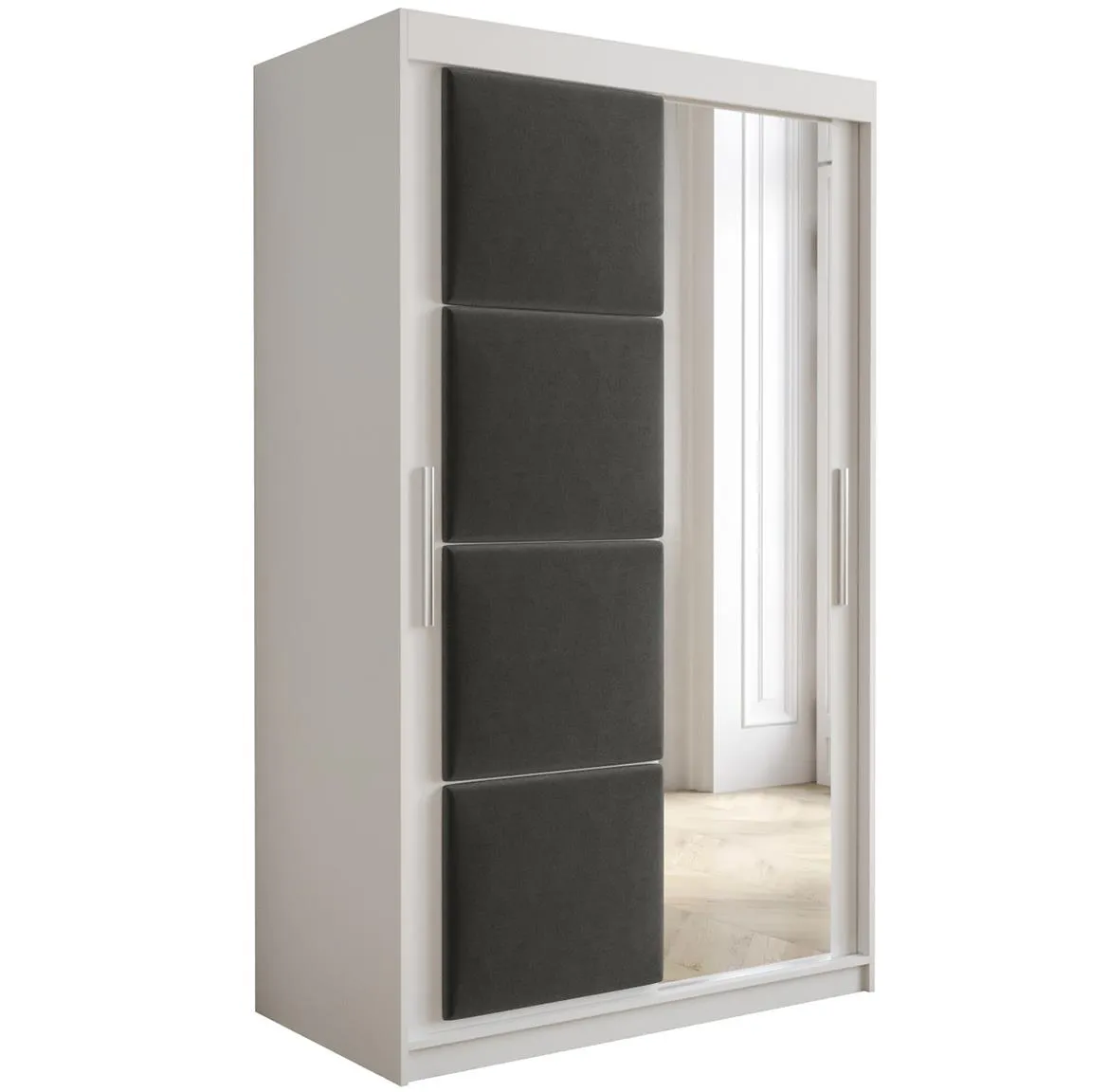 Tapi ormar 2 vrata/ogledalo 120x62x200 bela/grafit
