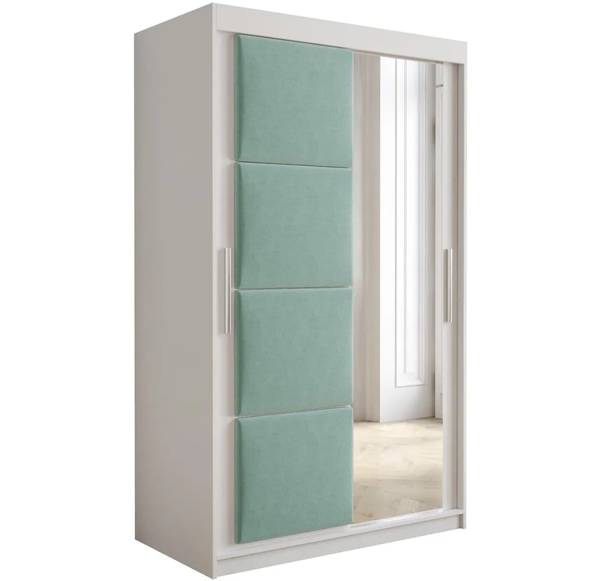Tapi ormar 2 vrata/ogledalo 120x62x200 bela/pistachio