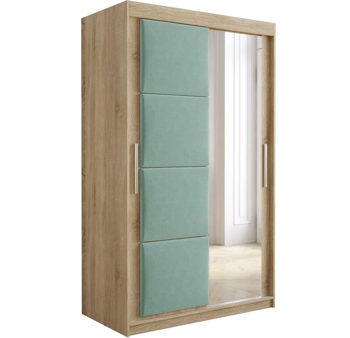 Tapi ormar 2 vrata/ogledalo 120x62x200  natur (sonoma hrast) / plava