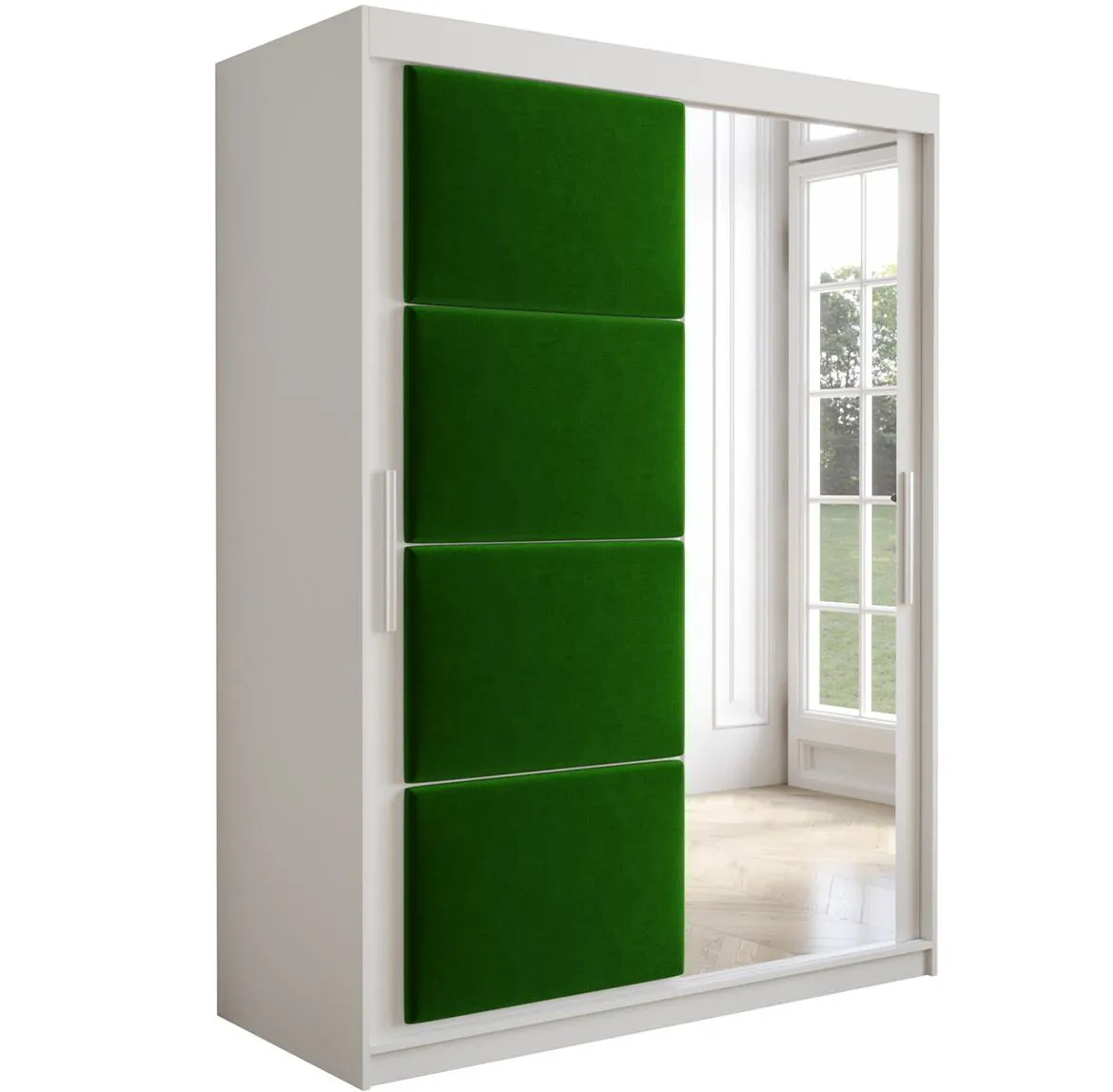 Tapi ormar 2 vrata/ogledalo 150x62x200 bela/zelena