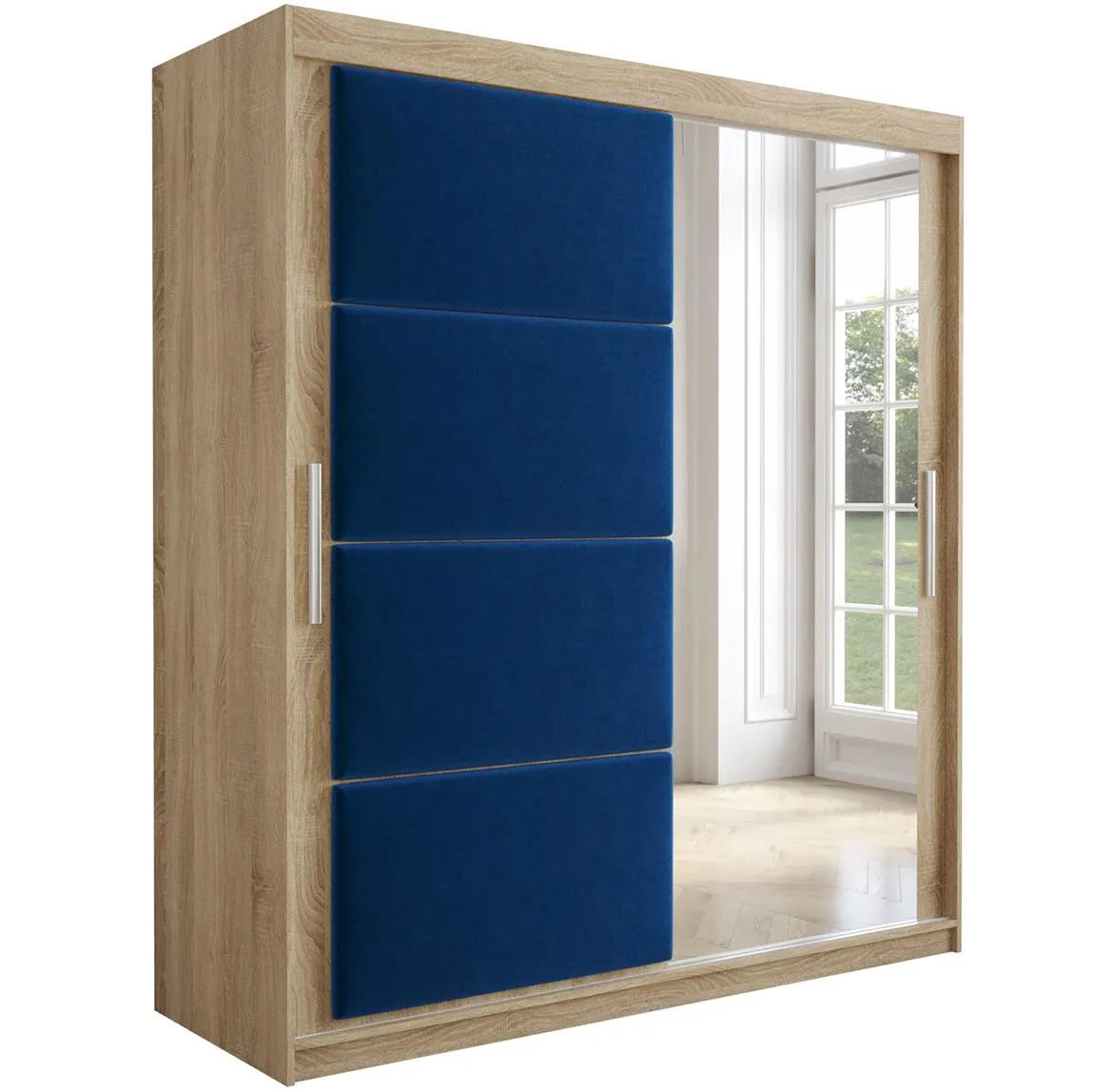 Tapi ormar 2 vrata/ogledalo 180x62x200  natur (sonoma hrast) / plava