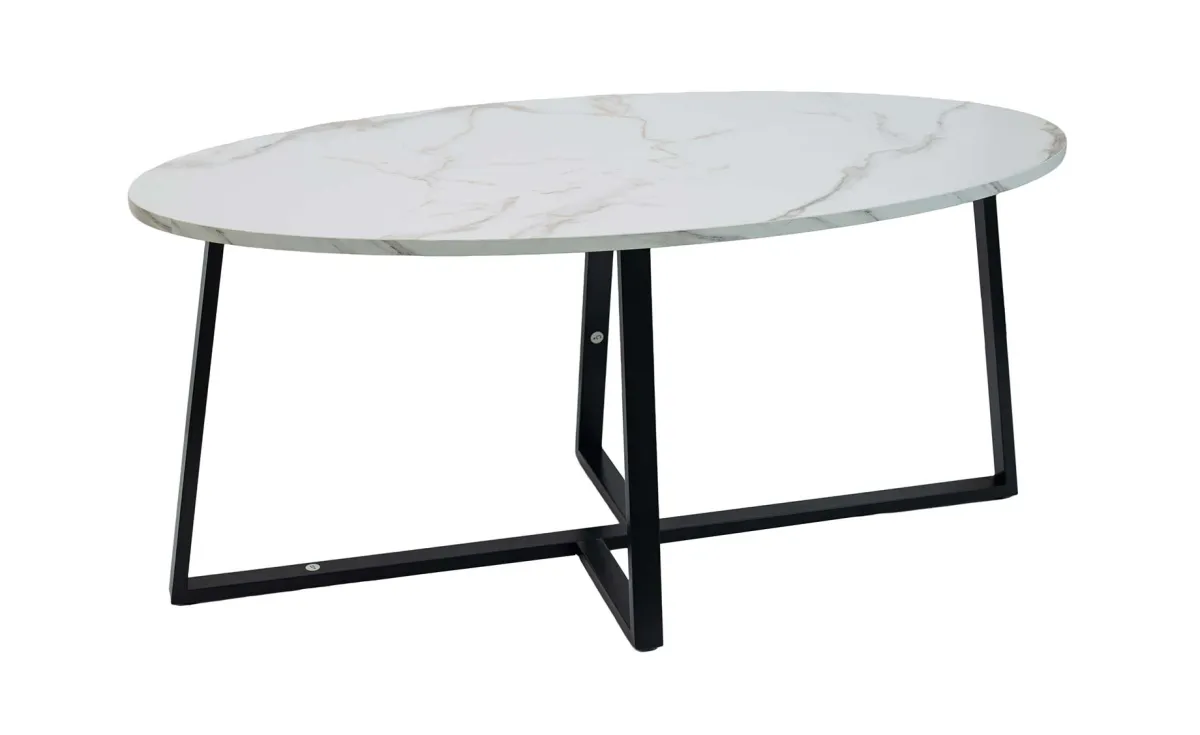 Tauri klub sto 100x50x45 cm mermerno bela / crna
