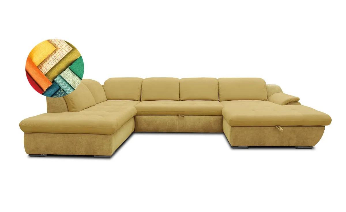 Tevere ugaona garnitura sa ležajem i prostorom za odlaganje leva više boja 346x222x79 cm