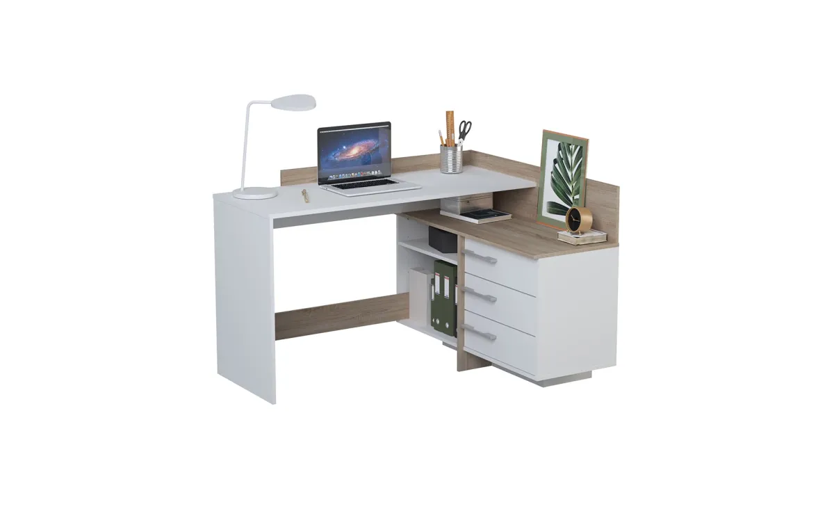 Thales 2 radni sto 3 fioke 128,5x83,2x105,7 cm beli