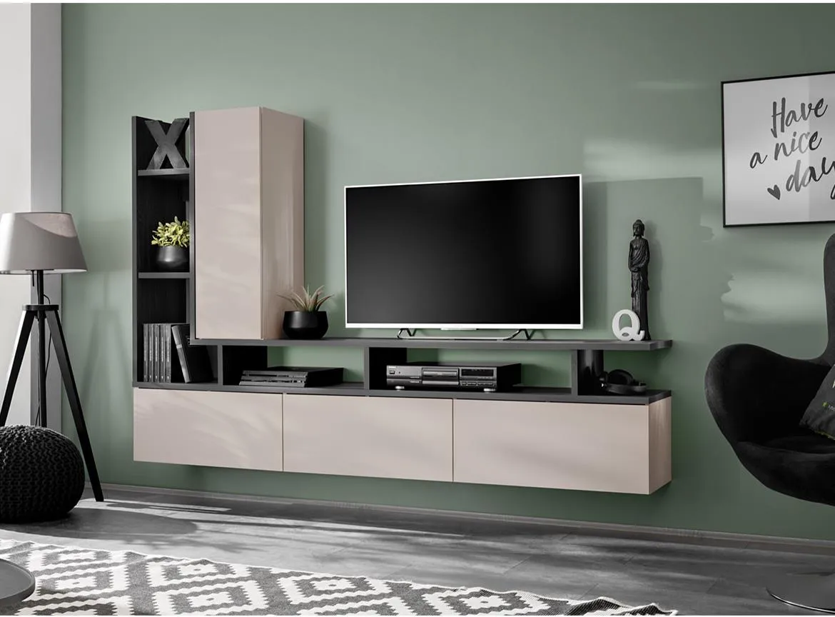 Titan Dgc Tt regal 210x35x140 Grafitni hrast/Kašmir bež