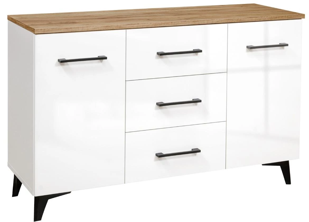 Tokio komoda 120x40,5x76 cm zlatni hrast/bela