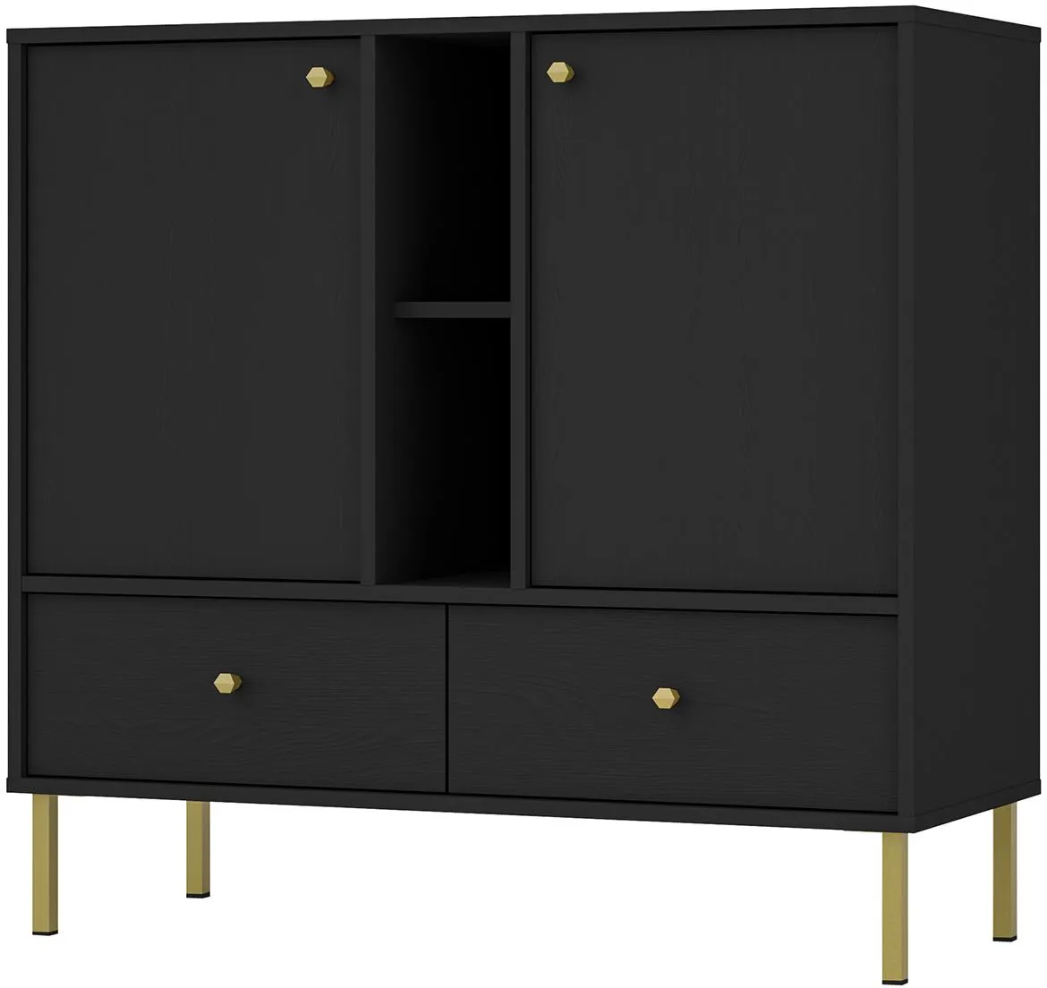 Tokyo 2 2F 2S komoda 2vrata, 2fioke 100,2x40,8x95 crna 825