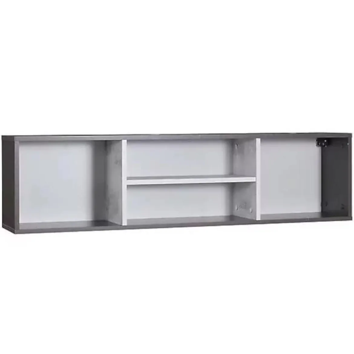 Tommy zidna polica 4 otvora 130x23x33 tamno siva/bela