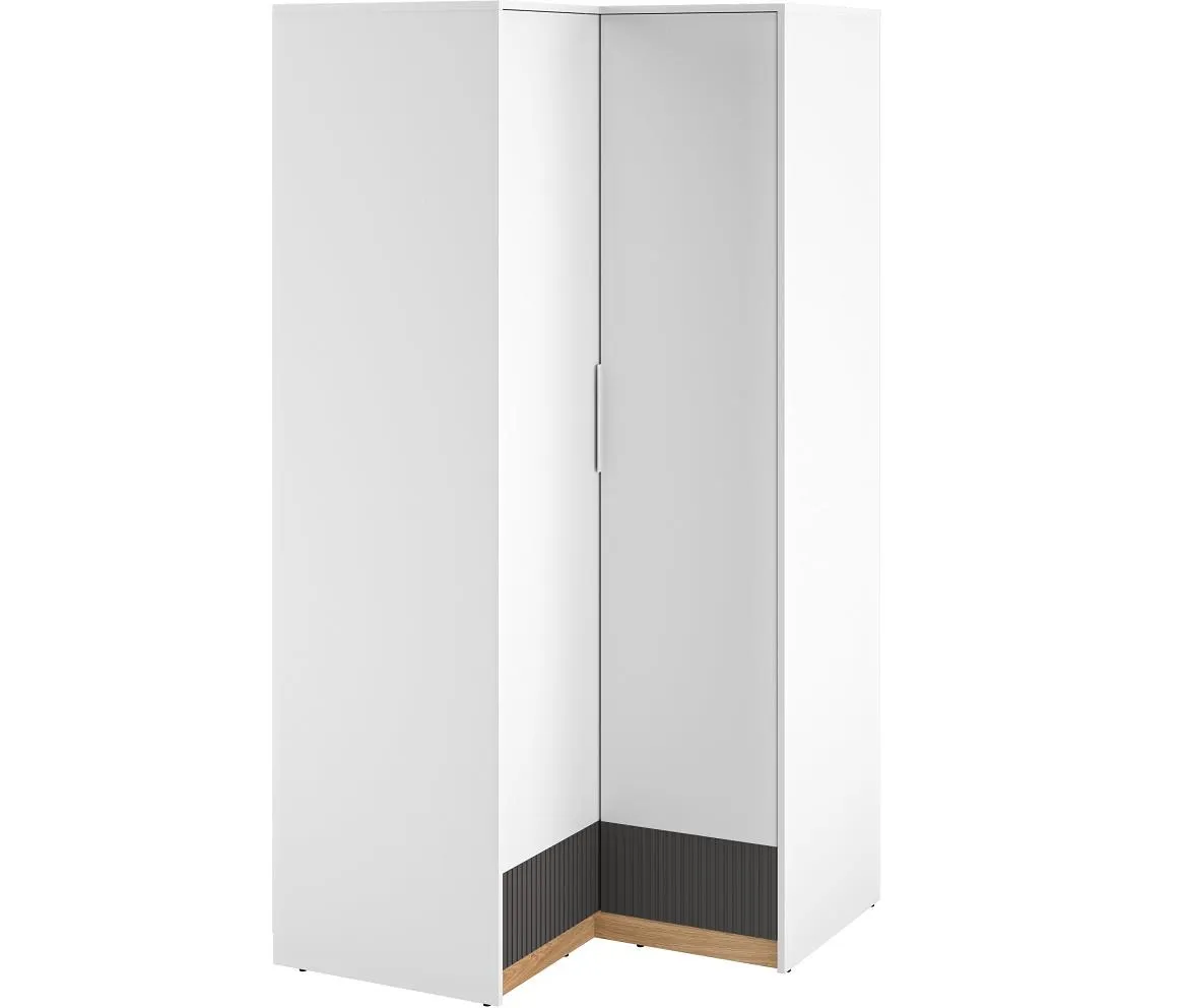 Torino 03 ugaoni ormar 2 vrata 96x96x196 cm belo/sivi