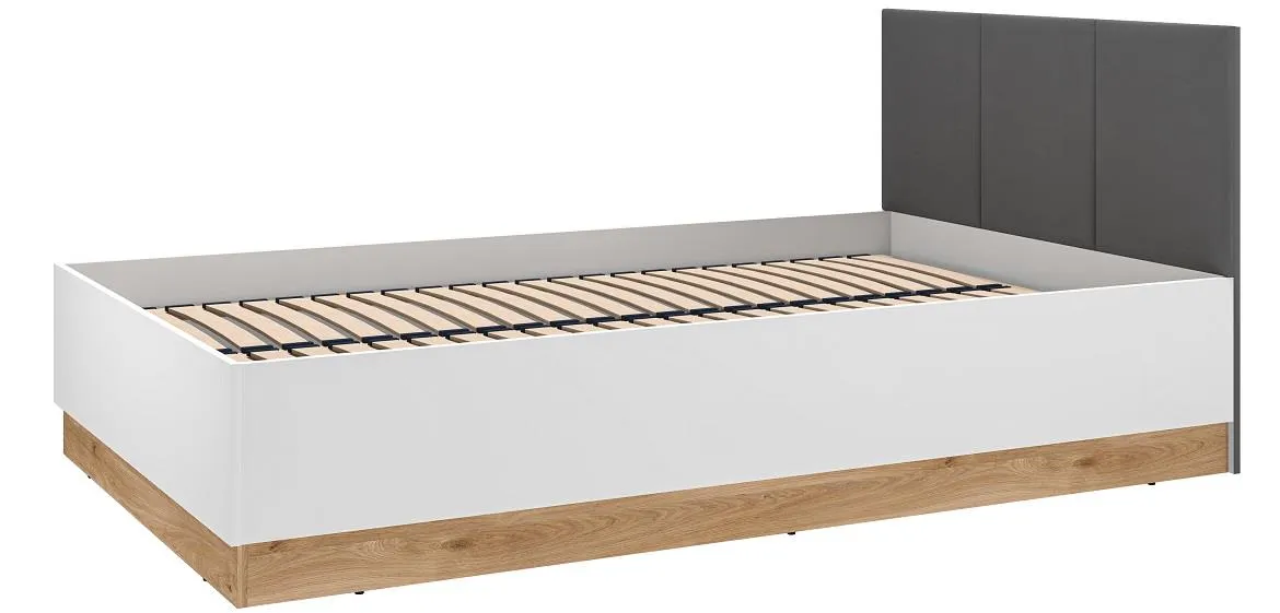 Torino krevet sa podnicom 126x208x90 cm belo/sivi/hrast