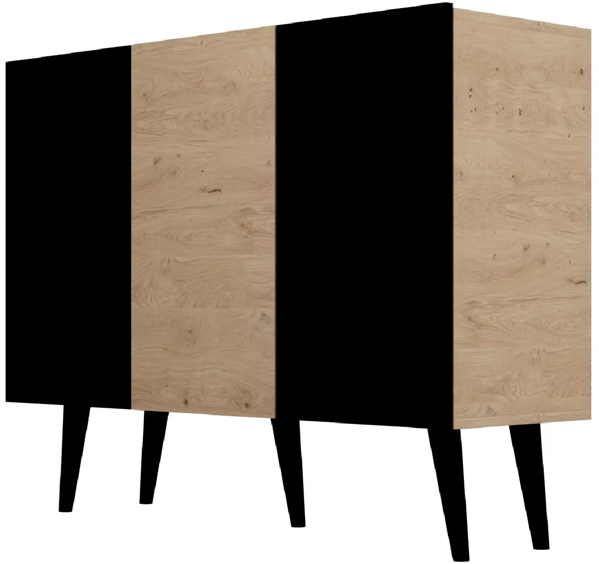 Toronto komoda 3 vrata 120x39,9x95,5 cm natur (Artisan hrast)/crna