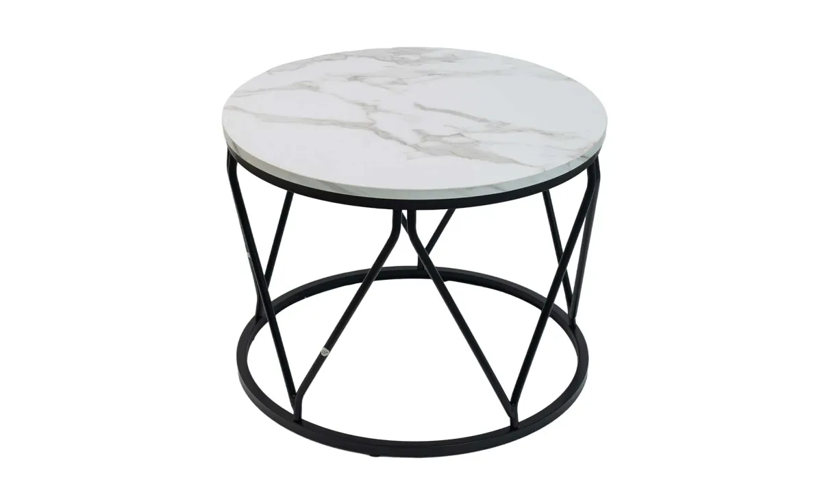 Tory klub sto D60x45 cm mermerno bela / metal