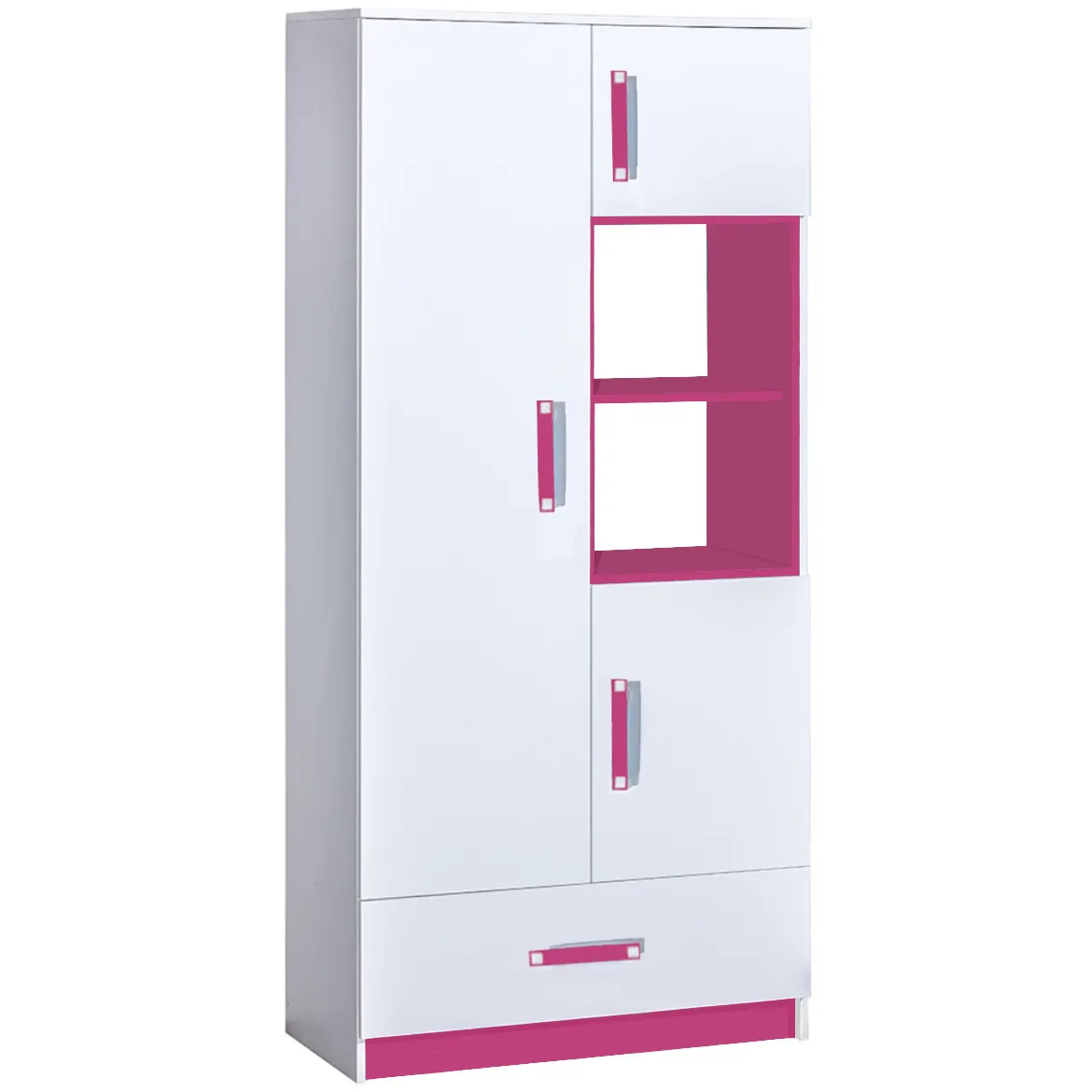 Trafiko3 vrata+1 fioka+2 otvora 90x40x189 belo/roze
