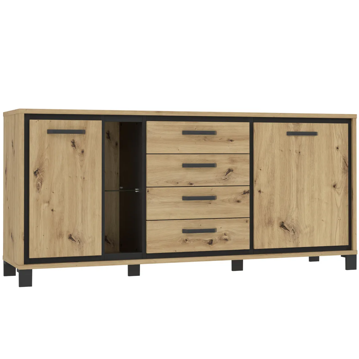 Trondheim komoda 2 vrata + 4 fioke 177,4x41,5x81,3 cm  natur (artisan hrast)