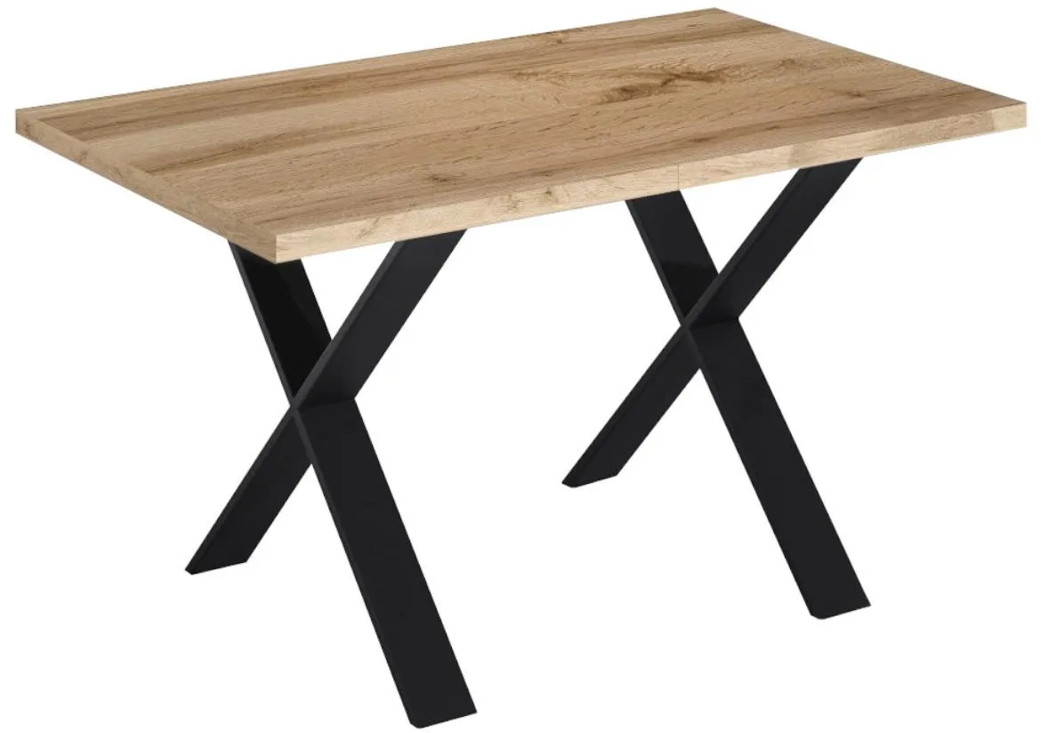 Trpezarijski sto 130(170)x80x76 cm hrast/crni metal  X