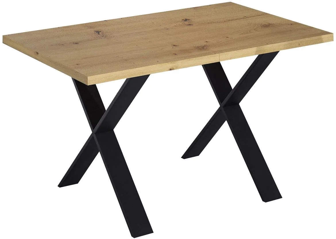 Trpezarijski sto 130(210)x80x76 cm hrast/crni metal  X
