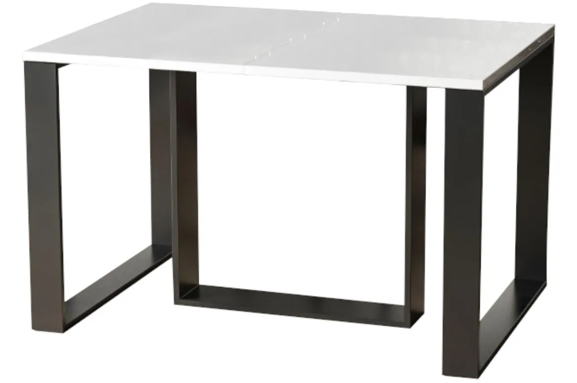Trpezarijski sto Borys 130-250 x80x76 cm belo/crni metal