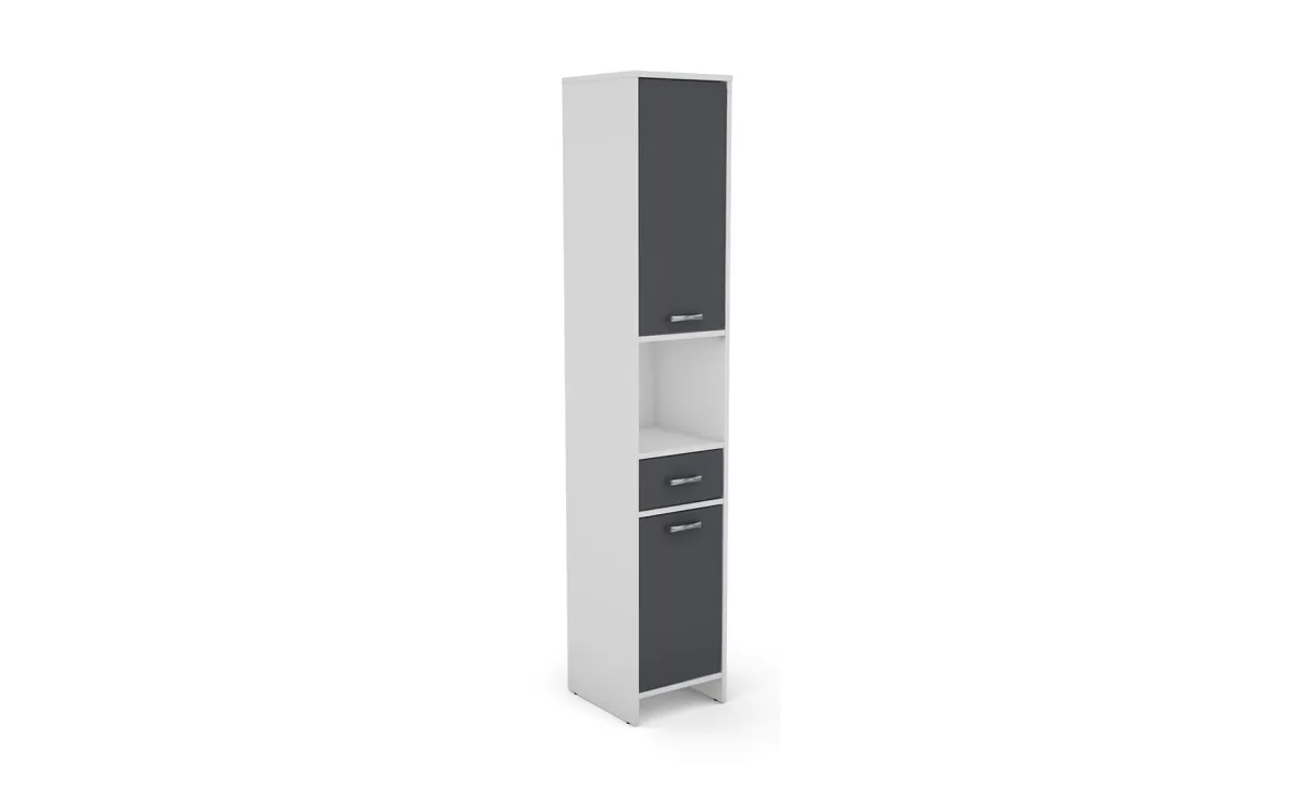 Tulon visoki ormar 2 vrata + 1 fioka 33x36x180cm belo/sivi