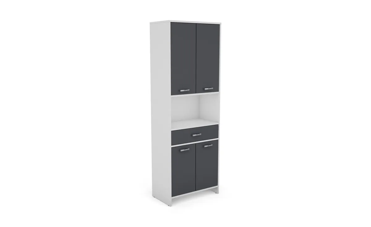 Tulon visoki ormar 4 vrata + 1 fioka 62,5x36x180cm belo/sivi